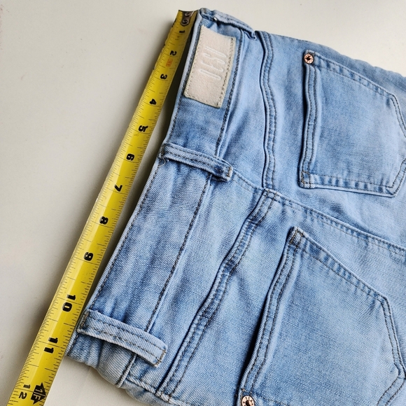 Desu Girls Light Blue Jens Denim Skirt Raw Hem W.22 Stretch Size 6 - Picture 10 of 11